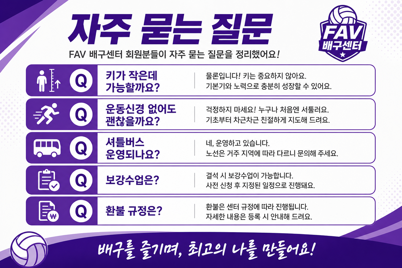 FAV 배구센터 자주 묻는 질문